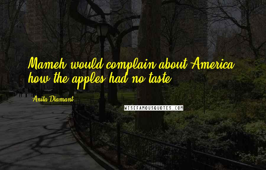 Anita Diamant Quotes: Mameh would complain about America; how the apples had no taste