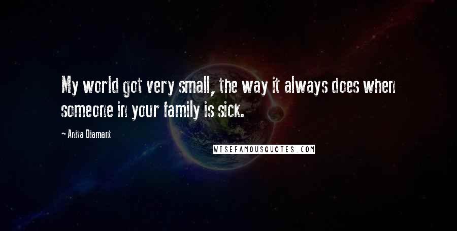 Anita Diamant Quotes: My world got very small, the way it always does when someone in your family is sick.