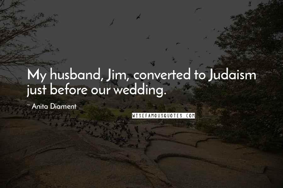 Anita Diament Quotes: My husband, Jim, converted to Judaism just before our wedding.