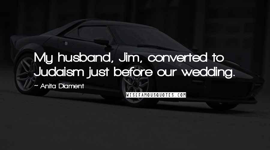 Anita Diament Quotes: My husband, Jim, converted to Judaism just before our wedding.