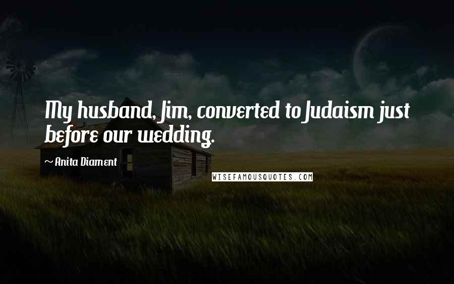 Anita Diament Quotes: My husband, Jim, converted to Judaism just before our wedding.