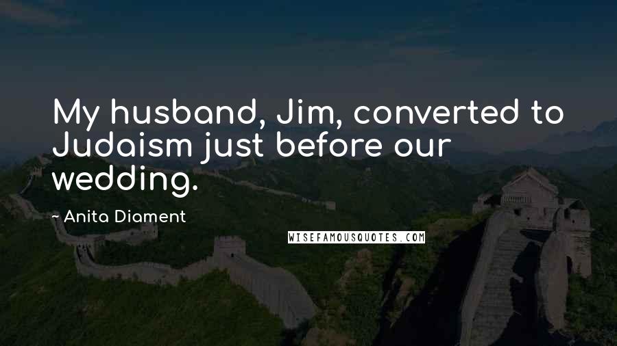Anita Diament Quotes: My husband, Jim, converted to Judaism just before our wedding.