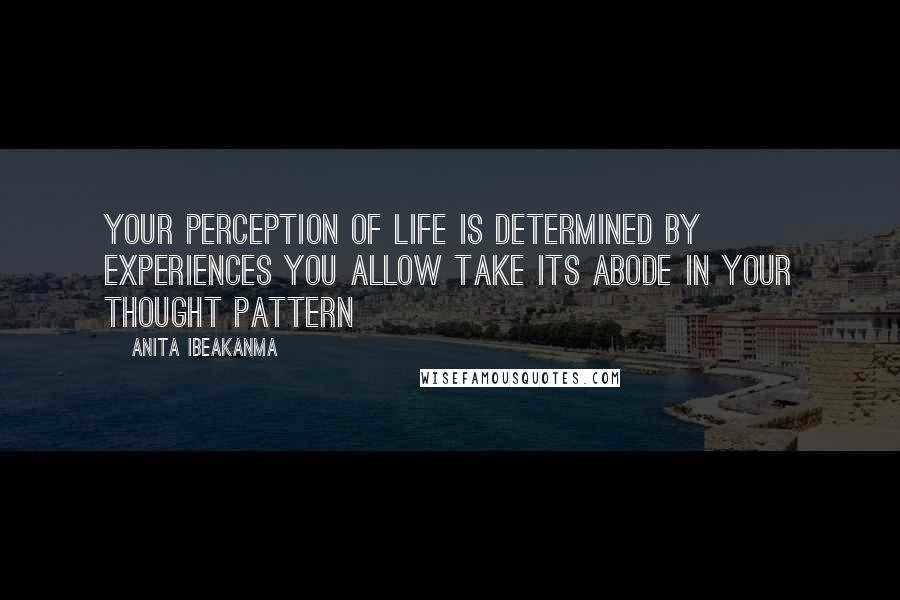 Anita Ibeakanma Quotes: Your perception of life is determined by experiences you allow take its abode in your thought pattern