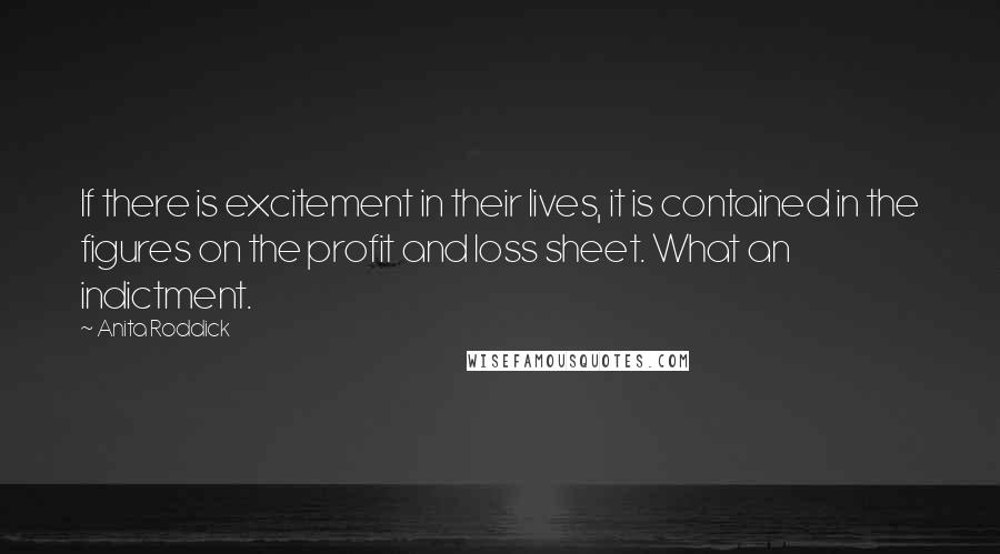 Anita Roddick Quotes: If there is excitement in their lives, it is contained in the figures on the profit and loss sheet. What an indictment.