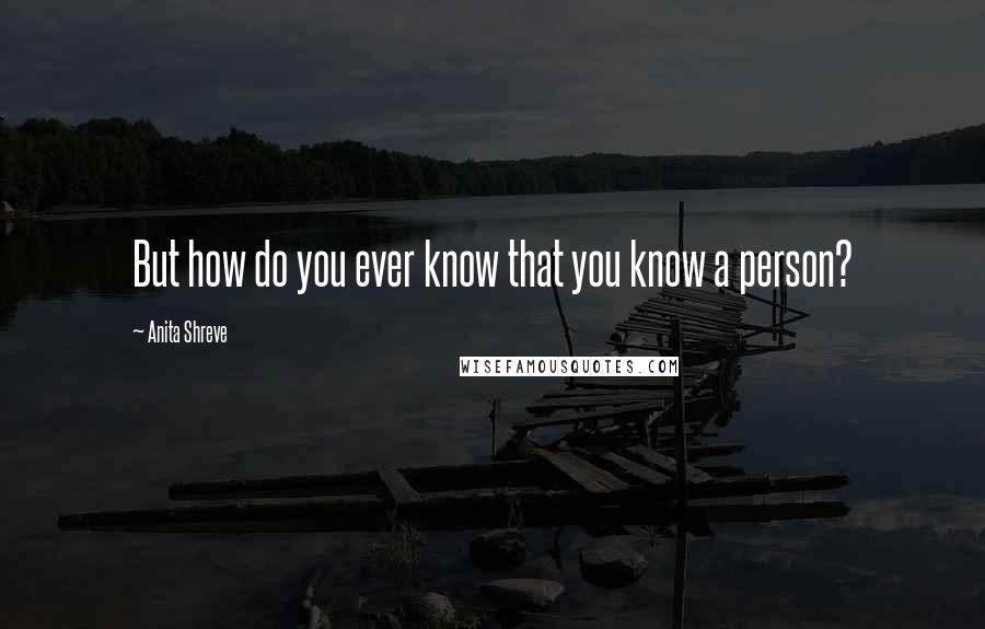 Anita Shreve Quotes: But how do you ever know that you know a person?
