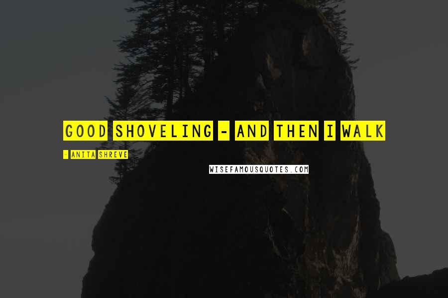 Anita Shreve Quotes: Good shoveling - and then I walk