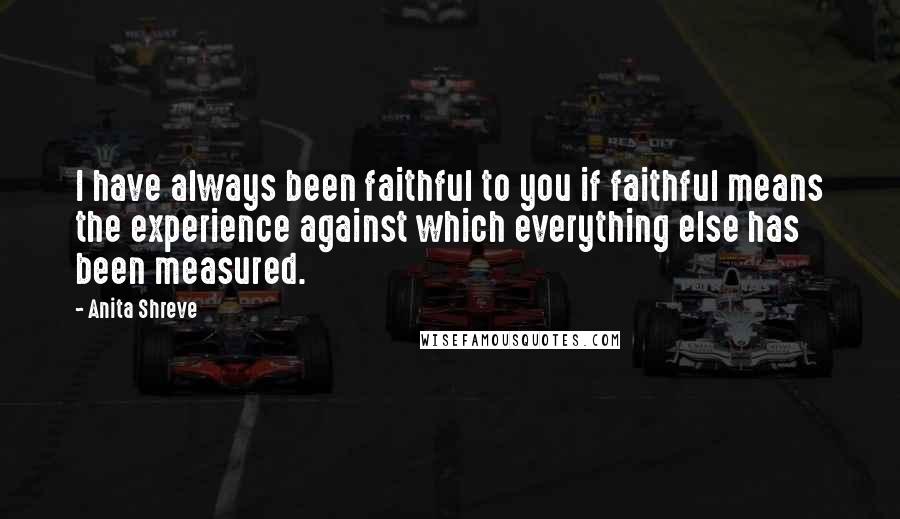 Anita Shreve Quotes: I have always been faithful to you if faithful means the experience against which everything else has been measured.