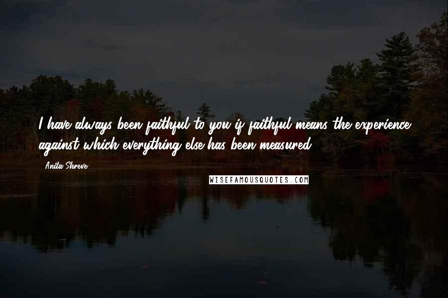 Anita Shreve Quotes: I have always been faithful to you if faithful means the experience against which everything else has been measured.