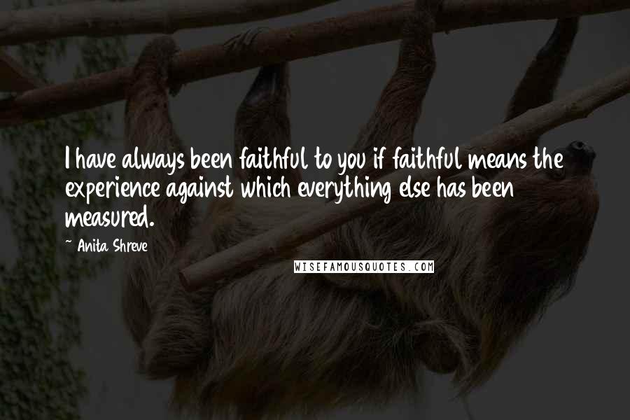 Anita Shreve Quotes: I have always been faithful to you if faithful means the experience against which everything else has been measured.