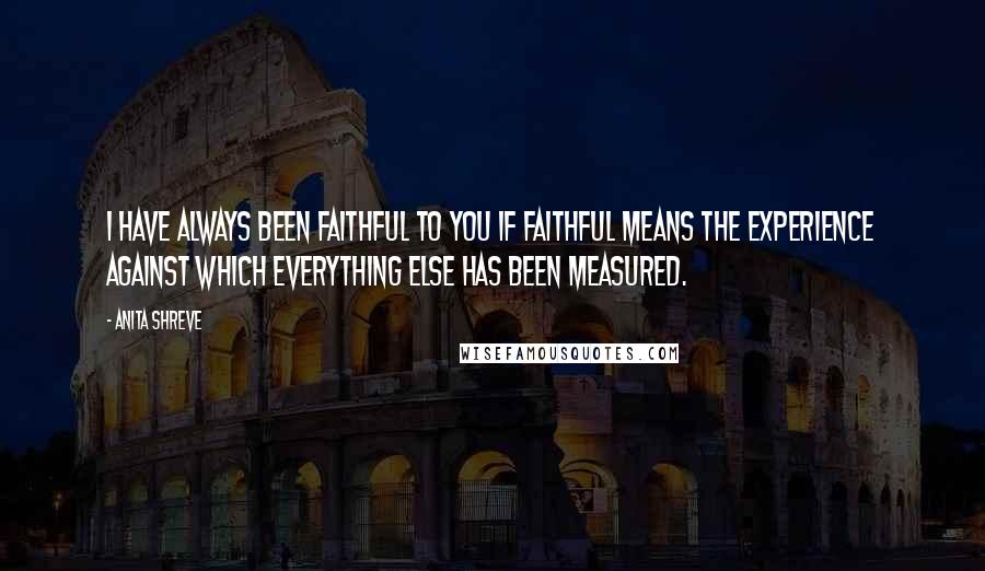 Anita Shreve Quotes: I have always been faithful to you if faithful means the experience against which everything else has been measured.