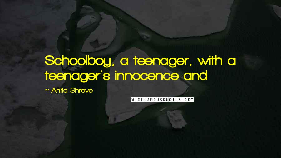 Anita Shreve Quotes: Schoolboy, a teenager, with a teenager's innocence and