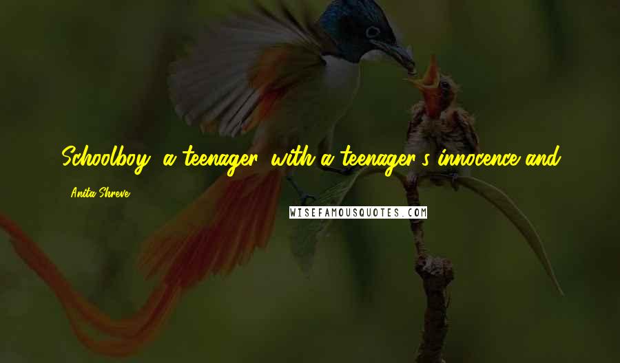 Anita Shreve Quotes: Schoolboy, a teenager, with a teenager's innocence and