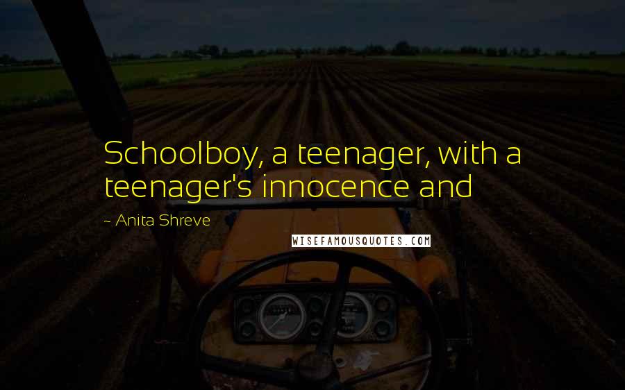 Anita Shreve Quotes: Schoolboy, a teenager, with a teenager's innocence and