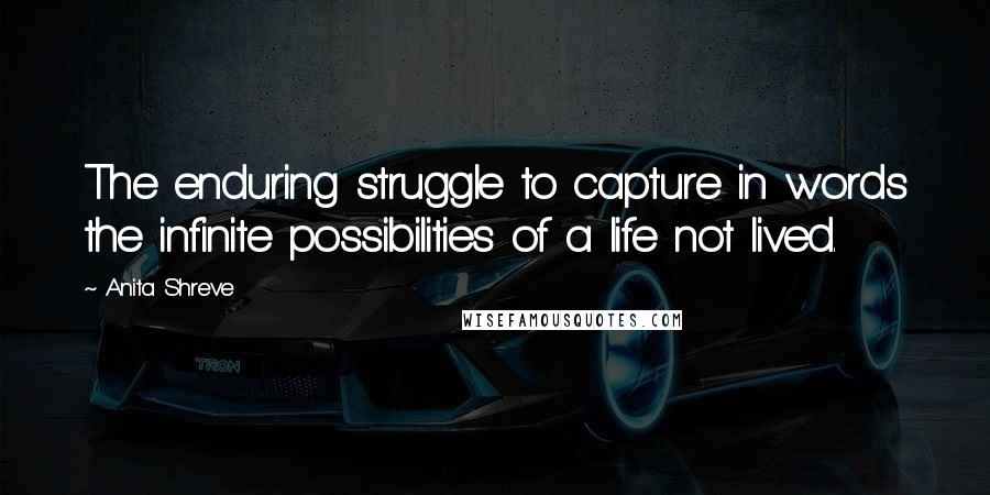 Anita Shreve Quotes: The enduring struggle to capture in words the infinite possibilities of a life not lived.