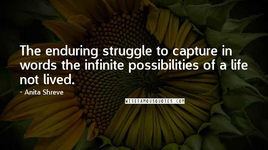 Anita Shreve Quotes: The enduring struggle to capture in words the infinite possibilities of a life not lived.