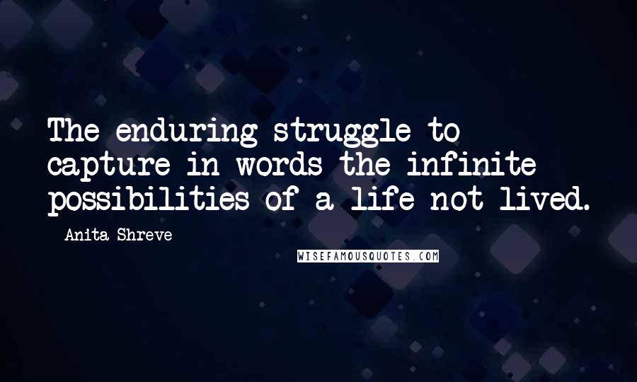 Anita Shreve Quotes: The enduring struggle to capture in words the infinite possibilities of a life not lived.