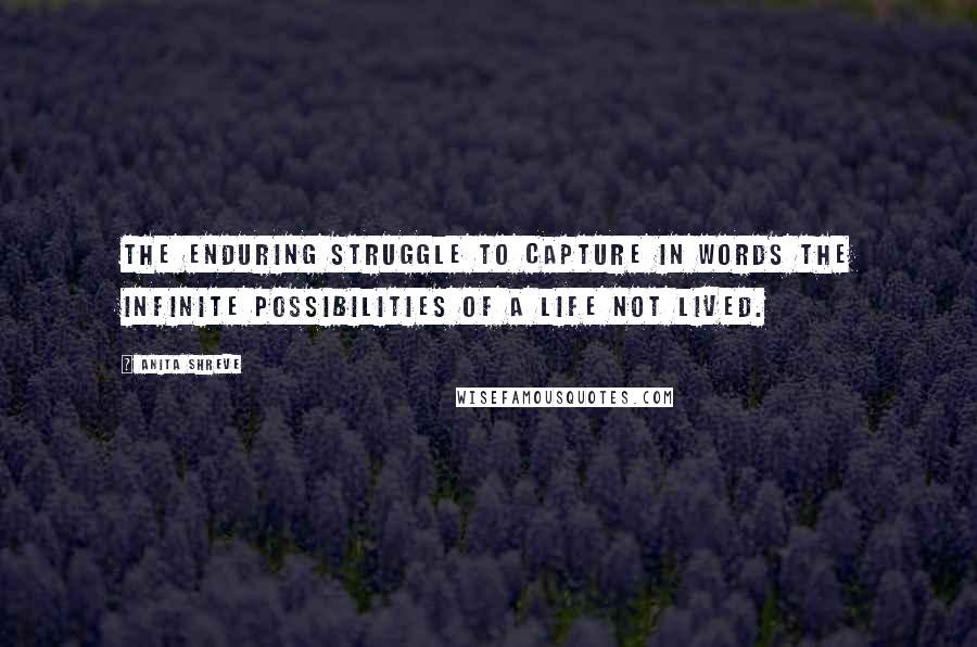 Anita Shreve Quotes: The enduring struggle to capture in words the infinite possibilities of a life not lived.