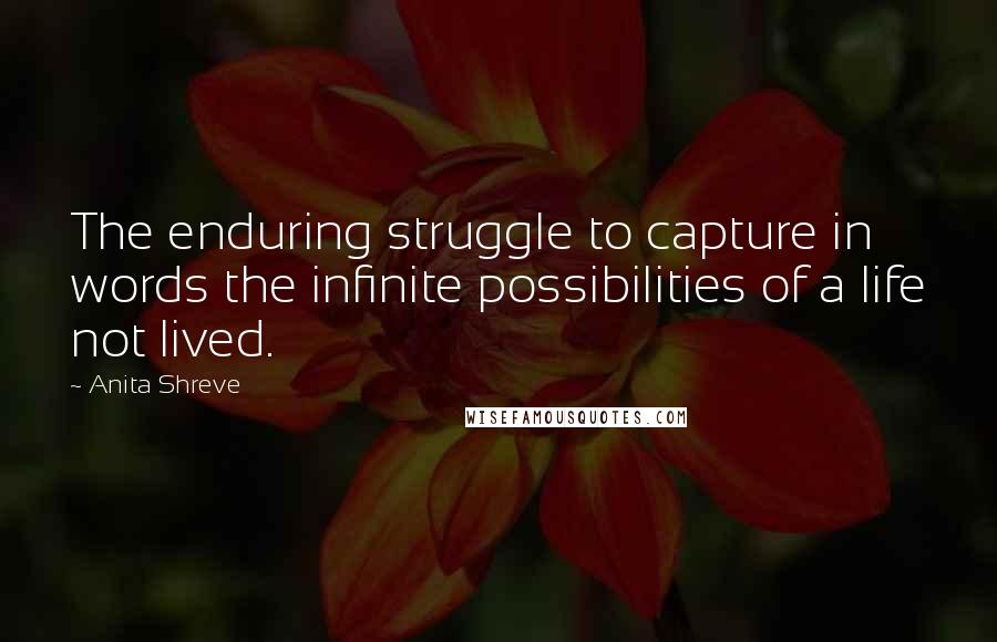 Anita Shreve Quotes: The enduring struggle to capture in words the infinite possibilities of a life not lived.