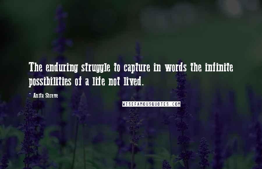 Anita Shreve Quotes: The enduring struggle to capture in words the infinite possibilities of a life not lived.