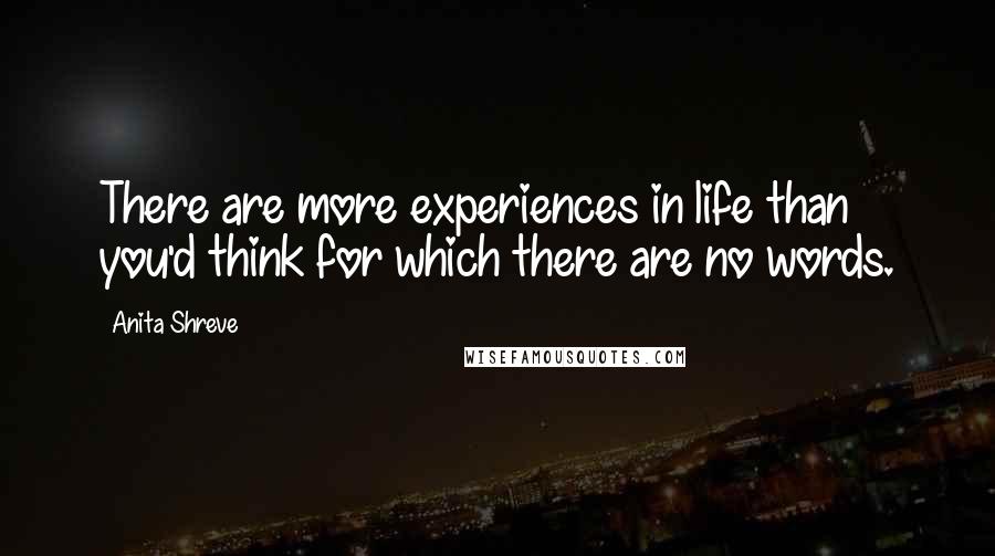 Anita Shreve Quotes: There are more experiences in life than you'd think for which there are no words.