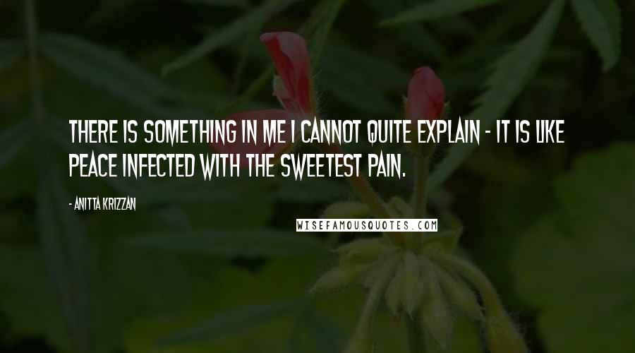 Anitta Krizzan Quotes: There is something in me I cannot quite explain - it is like peace infected with the sweetest pain.