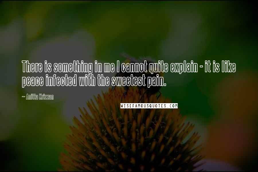 Anitta Krizzan Quotes: There is something in me I cannot quite explain - it is like peace infected with the sweetest pain.