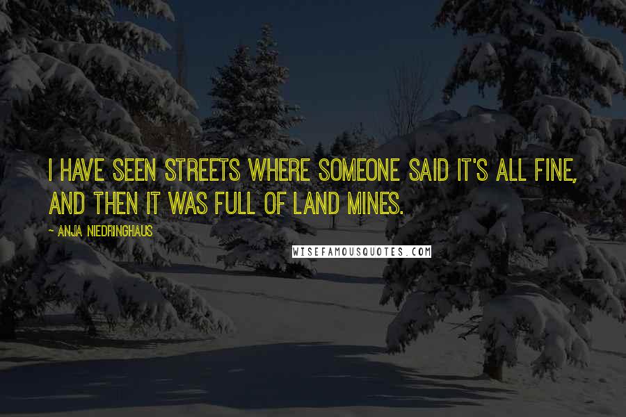 Anja Niedringhaus Quotes: I have seen streets where someone said it's all fine, and then it was full of land mines.