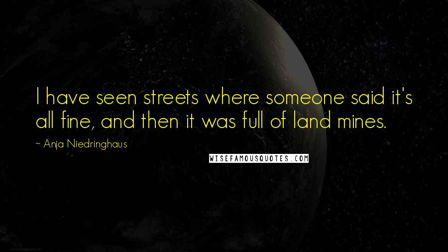 Anja Niedringhaus Quotes: I have seen streets where someone said it's all fine, and then it was full of land mines.