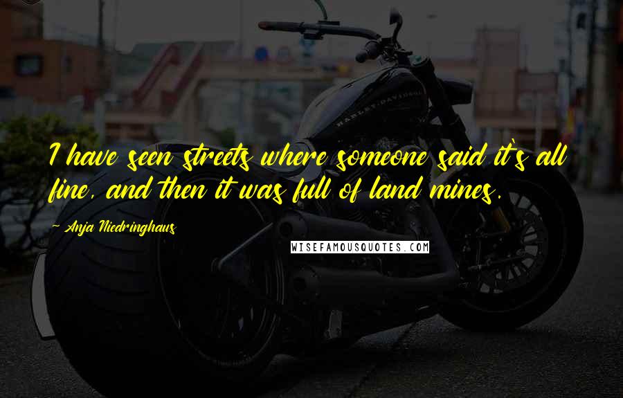 Anja Niedringhaus Quotes: I have seen streets where someone said it's all fine, and then it was full of land mines.