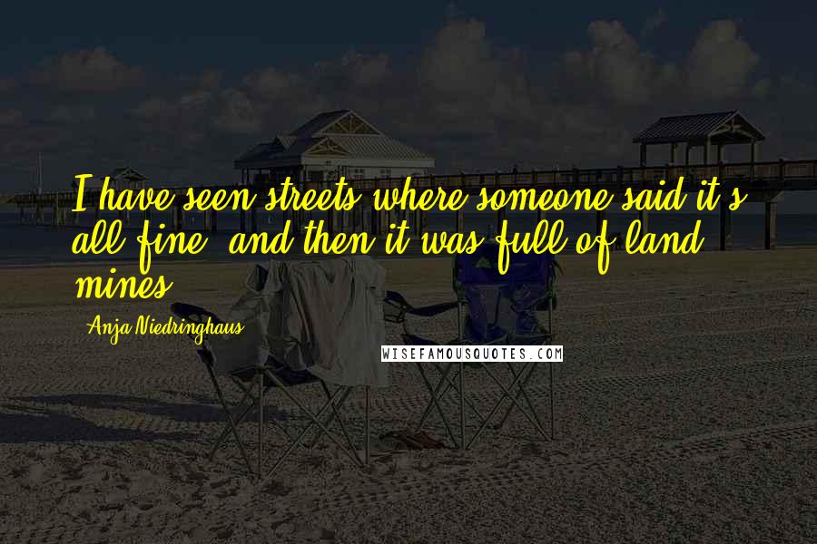 Anja Niedringhaus Quotes: I have seen streets where someone said it's all fine, and then it was full of land mines.