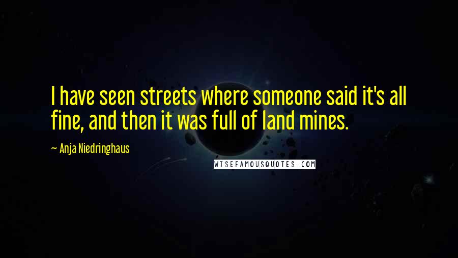 Anja Niedringhaus Quotes: I have seen streets where someone said it's all fine, and then it was full of land mines.