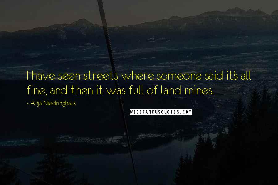 Anja Niedringhaus Quotes: I have seen streets where someone said it's all fine, and then it was full of land mines.
