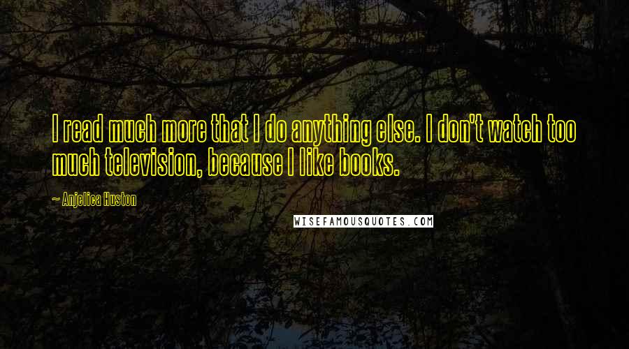 Anjelica Huston Quotes: I read much more that I do anything else. I don't watch too much television, because I like books.