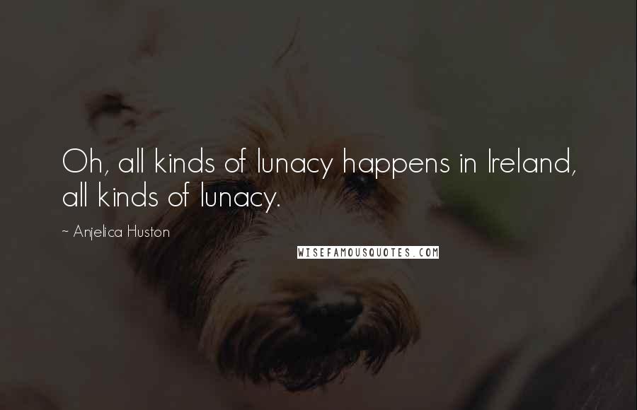 Anjelica Huston Quotes: Oh, all kinds of lunacy happens in Ireland, all kinds of lunacy.