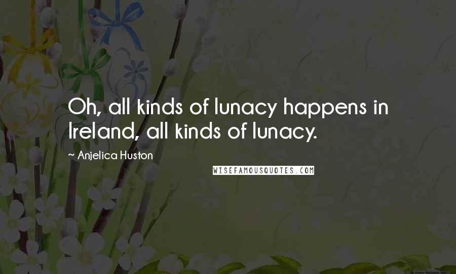 Anjelica Huston Quotes: Oh, all kinds of lunacy happens in Ireland, all kinds of lunacy.