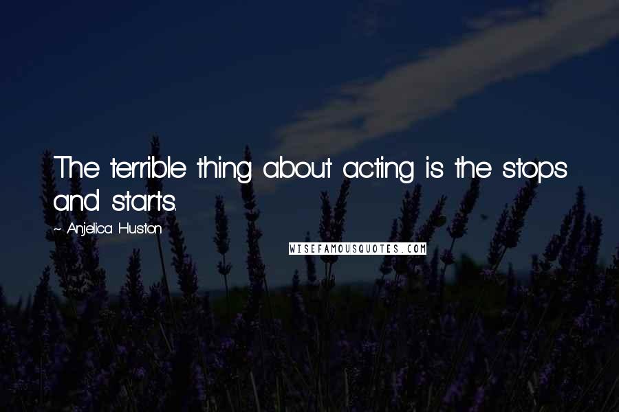 Anjelica Huston Quotes: The terrible thing about acting is the stops and starts.