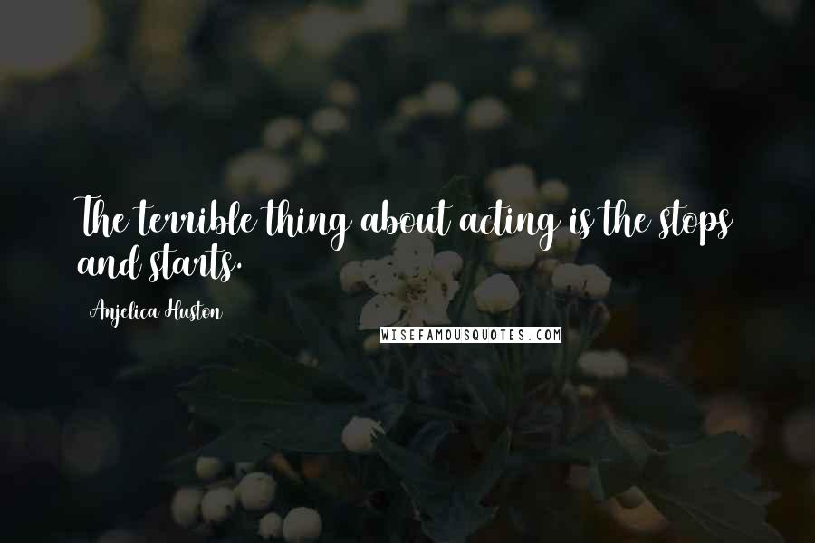 Anjelica Huston Quotes: The terrible thing about acting is the stops and starts.