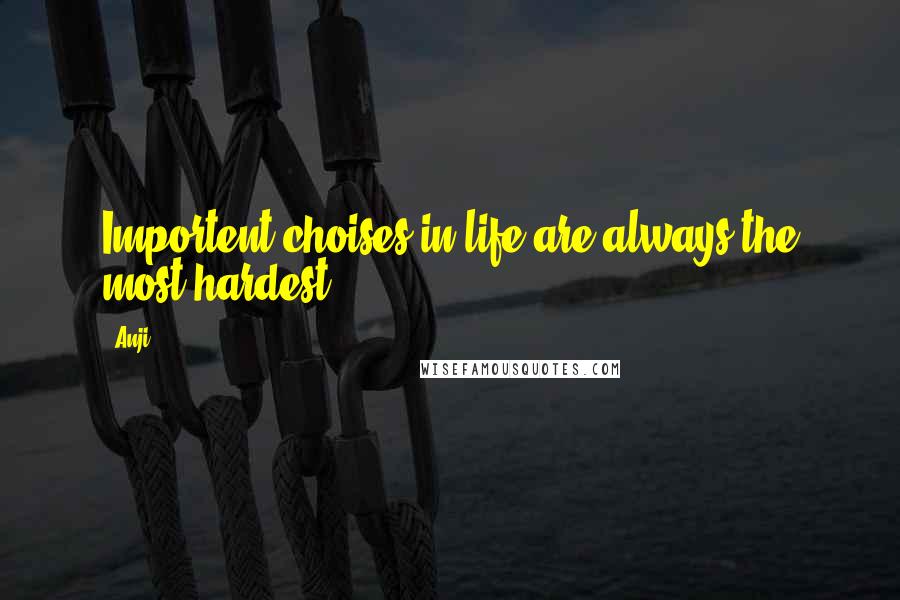 Anji Quotes: Importent choises in life are always the most hardest