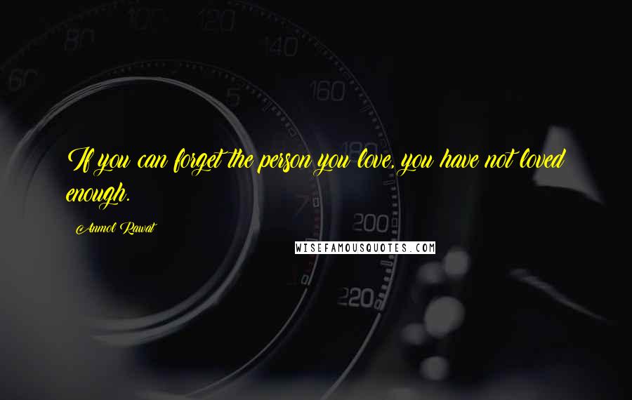 Anmol Rawat Quotes: If you can forget the person you love, you have not loved enough.