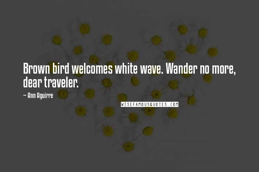 Ann Aguirre Quotes: Brown bird welcomes white wave. Wander no more, dear traveler.
