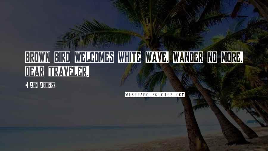 Ann Aguirre Quotes: Brown bird welcomes white wave. Wander no more, dear traveler.