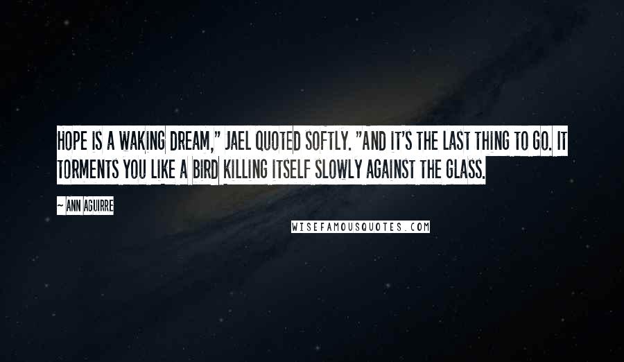 Ann Aguirre Quotes: Hope is a waking dream," Jael quoted softly. "And it's the last thing to go. It torments you like a bird killing itself slowly against the glass.