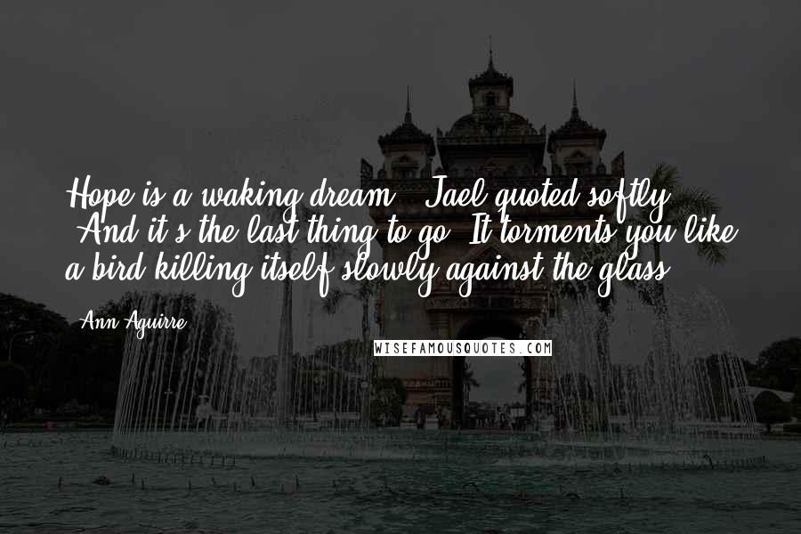 Ann Aguirre Quotes: Hope is a waking dream," Jael quoted softly. "And it's the last thing to go. It torments you like a bird killing itself slowly against the glass.