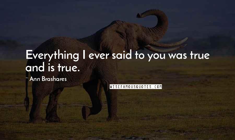 Ann Brashares Quotes: Everything I ever said to you was true and is true.