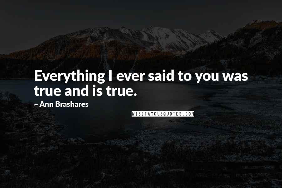 Ann Brashares Quotes: Everything I ever said to you was true and is true.