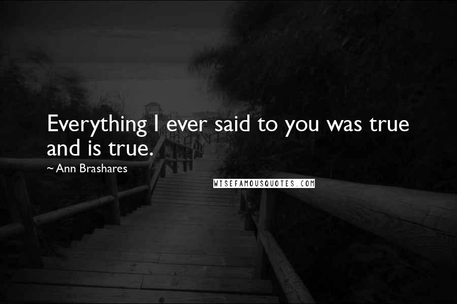 Ann Brashares Quotes: Everything I ever said to you was true and is true.