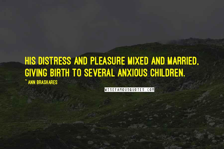 Ann Brashares Quotes: His distress and pleasure mixed and married, giving birth to several anxious children.