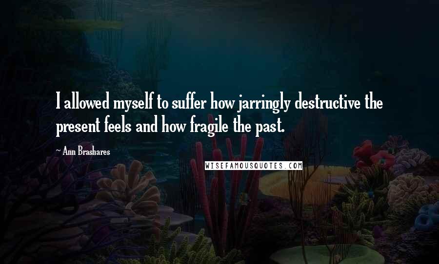 Ann Brashares Quotes: I allowed myself to suffer how jarringly destructive the present feels and how fragile the past.