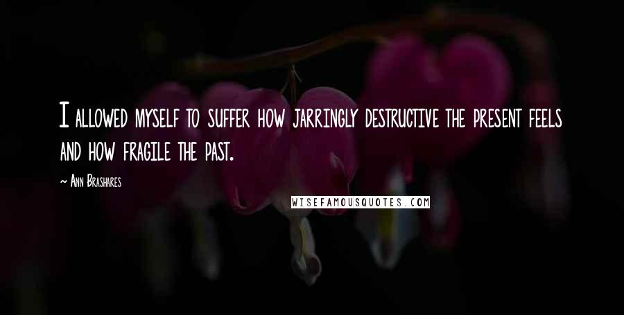 Ann Brashares Quotes: I allowed myself to suffer how jarringly destructive the present feels and how fragile the past.