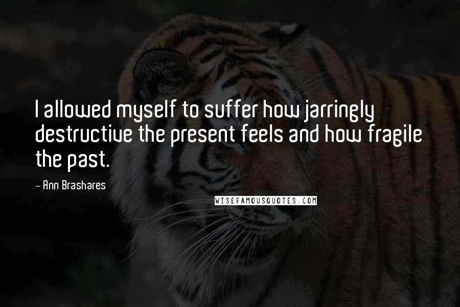 Ann Brashares Quotes: I allowed myself to suffer how jarringly destructive the present feels and how fragile the past.